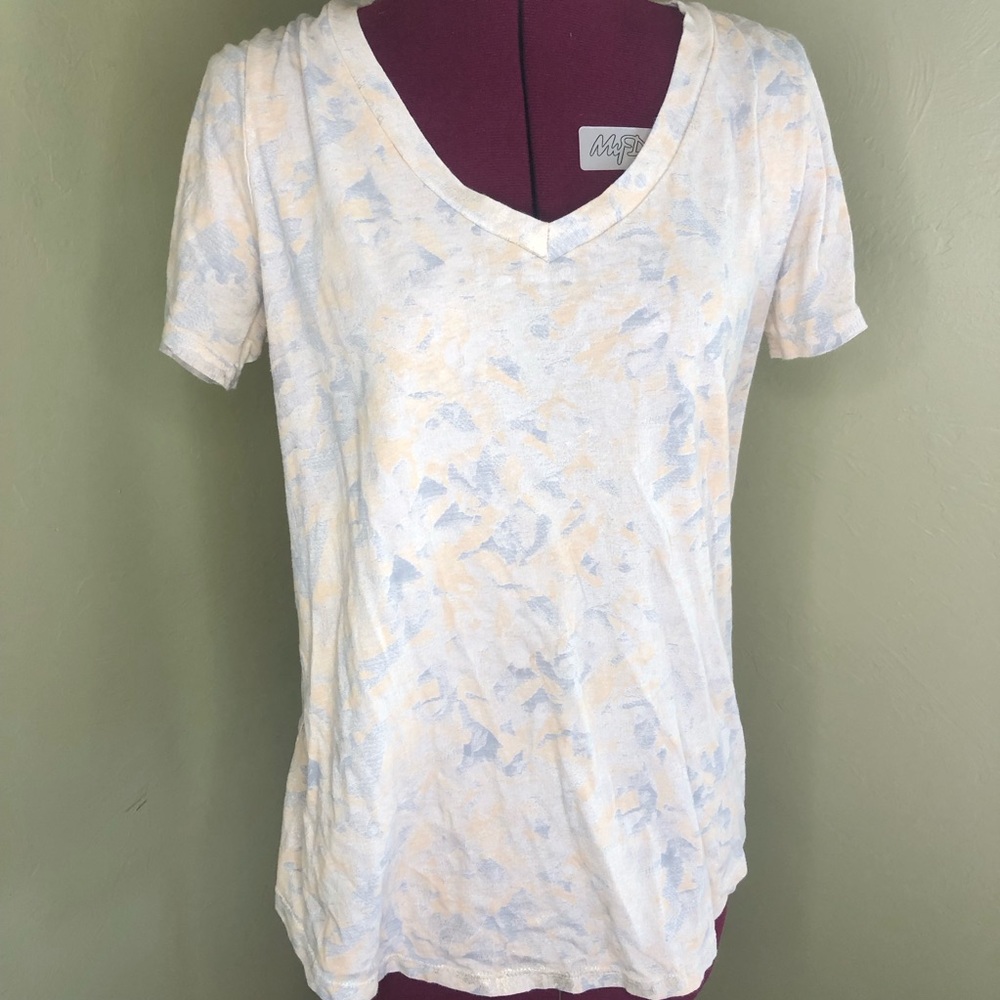 Sole Angeles Anthropologie v neck top grey and peachy pink